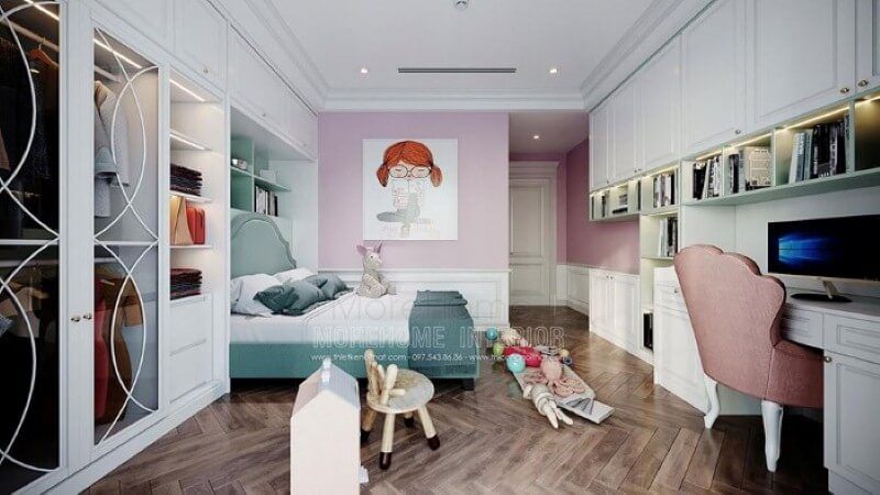 Thiết kế nội thất phòng con gái đẹp, đáng yêu.