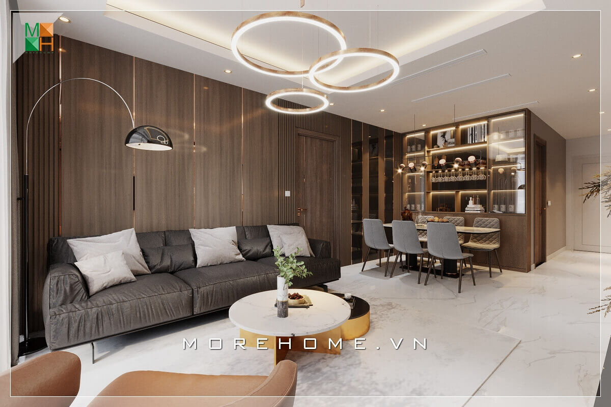 Mẫu thiết kế phòng khách liền phòng ăn cao cấp, sang trọng cho chung cư, nhà phố, biệt thự phong cách hiện đại